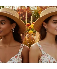 Bling Jewelry Set of 2 Hollow Puff Tube Round 1.75" Hinged Notched Post & 1" Endless Hoop Earrings Sterling Silver