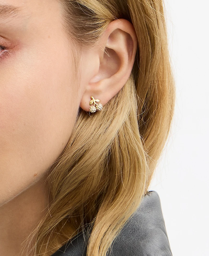 Coach Faux Stone Pave Icons Cherry Stud Earrings