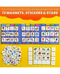 Quokka Magnetic Chore Chart for Kids with 72 Routine Magnets & Star Rewards - Foldable Visual Daily Responsibility Schedule