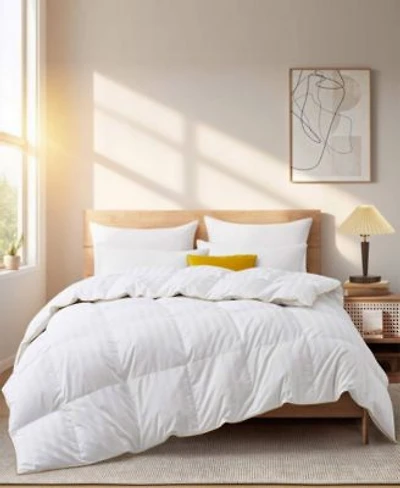 Unikome 500 Thread Count Cotton Fabric All Season Classic Stripped White Goose Down Fiber Comforter