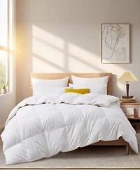 Unikome 500 Thread Count Cotton Fabric All Season Classic Stripped White Goose Down Fiber Comforter