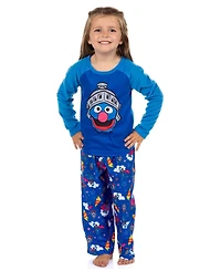 Sesame Street Toddler Boys Super Grover Character 2PC Long-Sleeve Sleep Shirt Pajama Pant Set Lounge