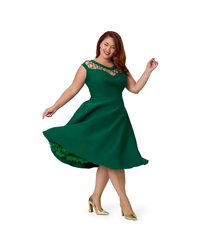 Unique Vintage Plus Diamond Cutout Swing Dress