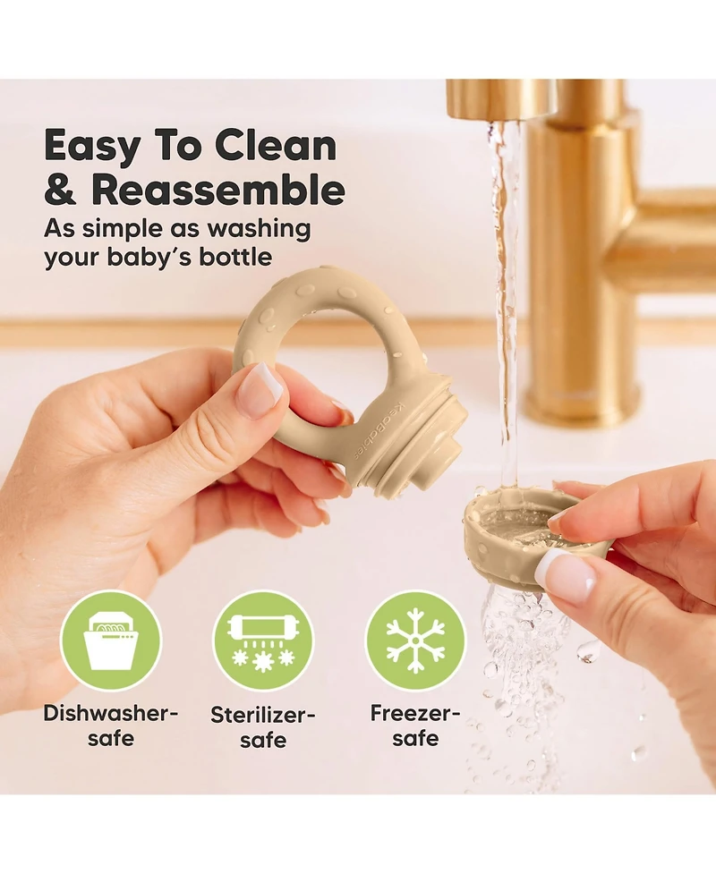 KeaBabies 2-Pack Prep Baby Food Feeder, Bpa-Free Silicone Fruit Feeder for Teething, 6-12 Months Blw Feeding Essentials