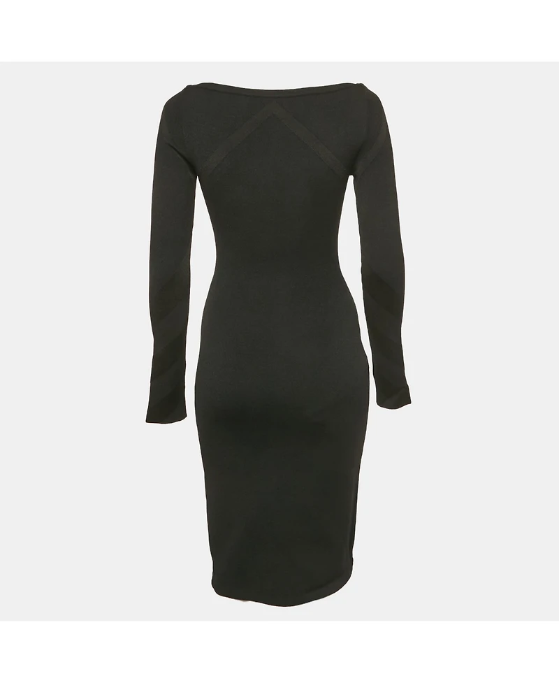 Pre-Owned Burberry Women's Black Stretch Knit Flared Mini Dress