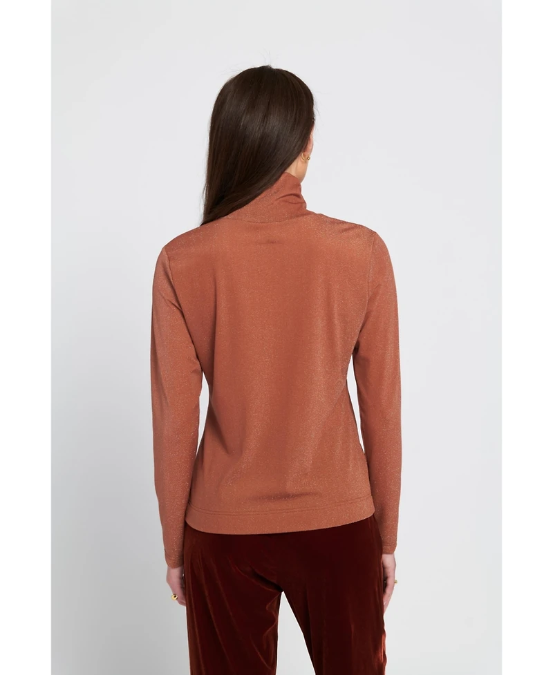 Elle Collection Women's Knit Turtleneck Top Solid