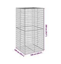 Gabion Basket Silver Galvanized Iron Wire 39.4 x 39.4 x 78.7 in