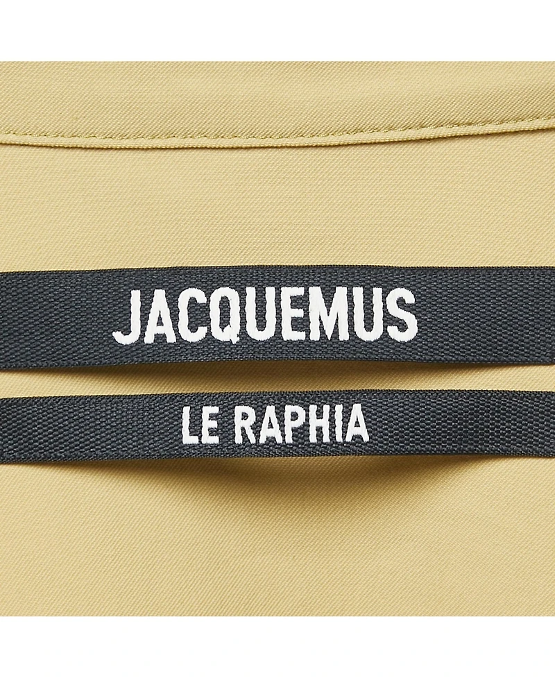 Pre-Owned Jacquemus Women's Green Cotton Blend Draped Le Raphia Shirt Dress