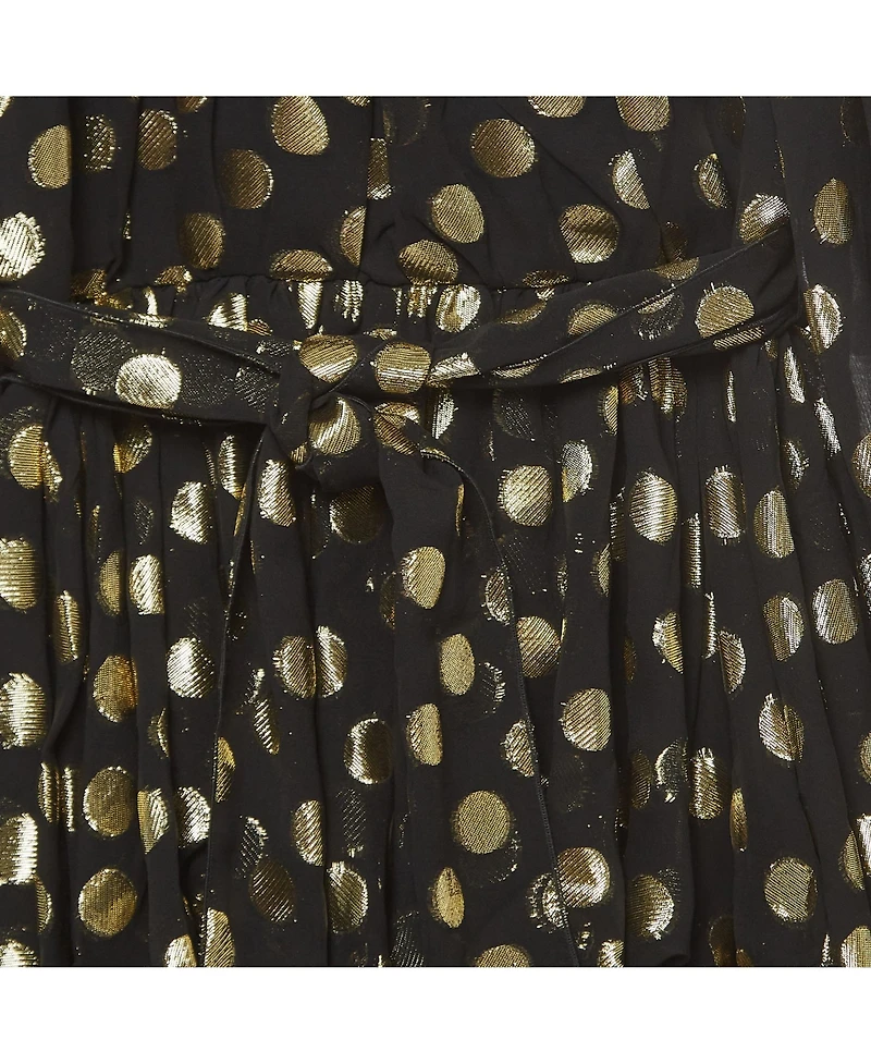 Pre-Owned Dolce & Gabbana Women's Black/metallic Polka-Dot Chiffon Tiered