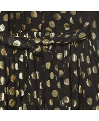 Pre-Owned Dolce & Gabbana Women's Black/metallic Polka-Dot Chiffon Tiered