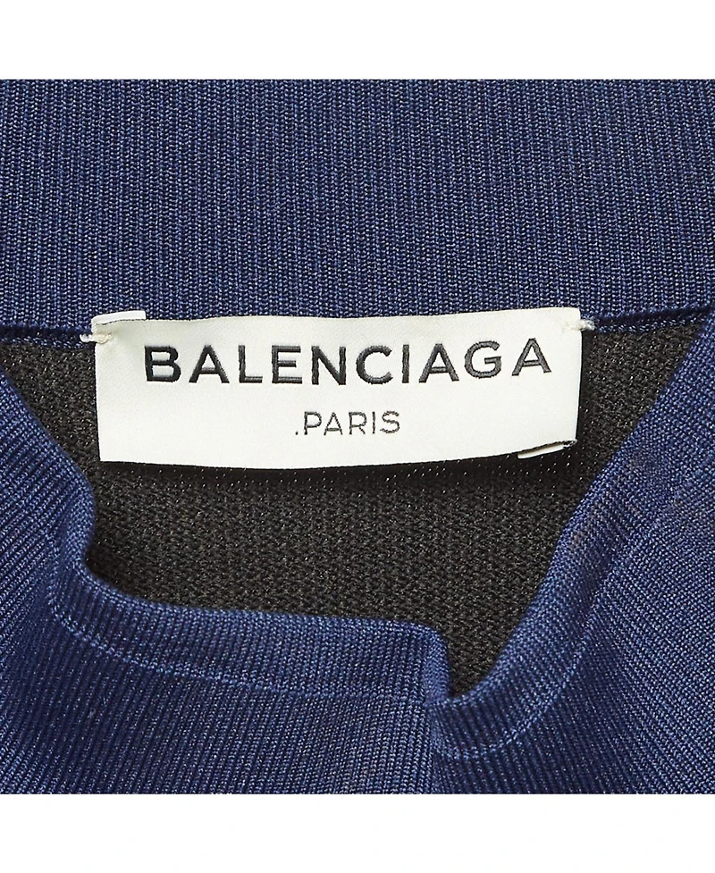 Pre-Owned Balenciaga Women's Black/blue Textured Knit Mini Dress