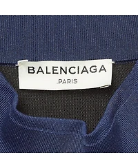 Pre-Owned Balenciaga Women's Black/blue Textured Knit Mini Dress