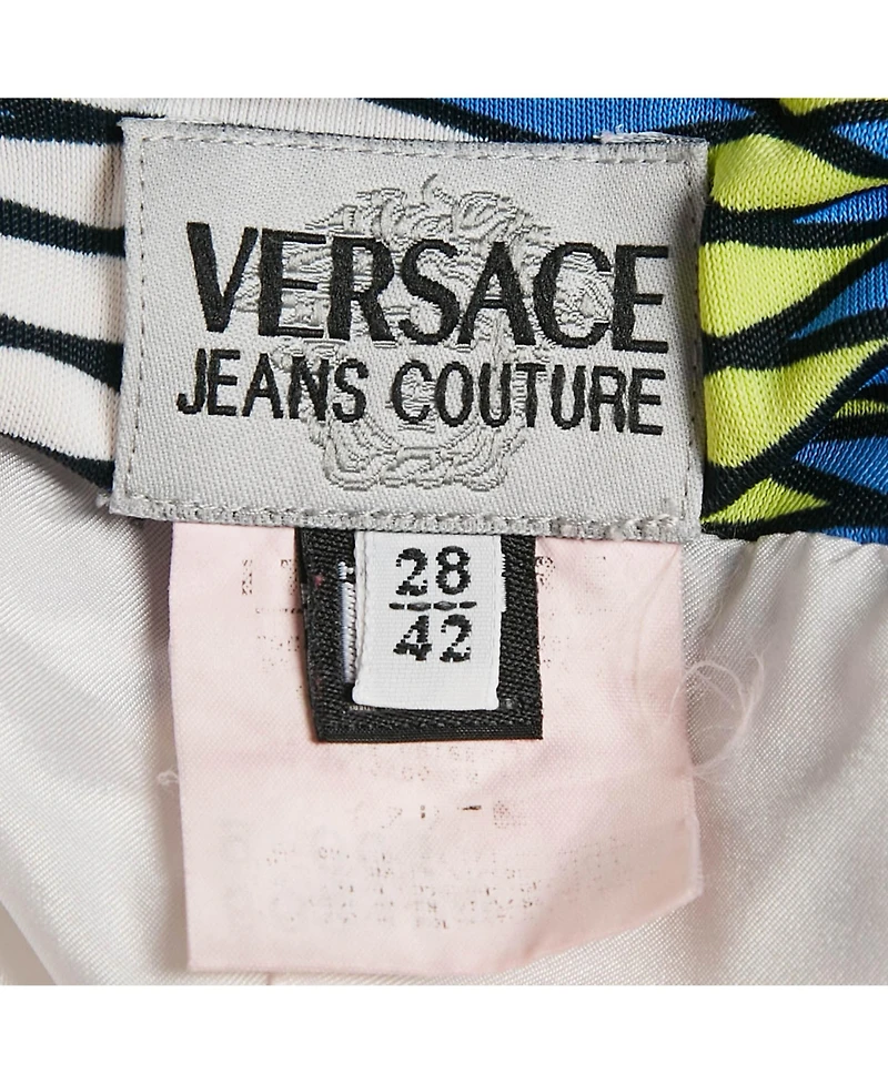 Pre-Owned Versace Women's Jeans Couture Multicolor Jersey Halter Neck Mini Dress