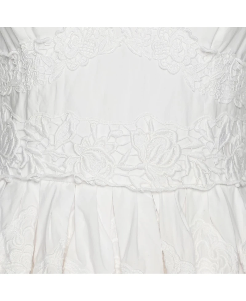 Pre-Owned Dolce & Gabbana Women's White Floral Embroidered Midi Dress