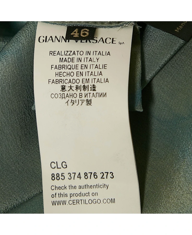 Pre-Owned Versace Women's Blue Abstract Print Silk Lace-Up Mini Dress