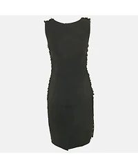 Pre-Owned Dolce & Gabbana Women's Black Lace Draped Sleeveless Short Dress