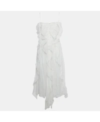 Pre-Owned Chloe Women's Pre-Owned Chloé White Ramie Ruffled Asymmetric Midi Dress