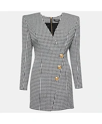 Pre-Owned Balmain Women's Monochrome Houndstooth Jacquard Mini Dress