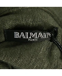 Pre-Owned Balmain Women's Kaki Green Knit Button-Embellished Belted Mini Dress