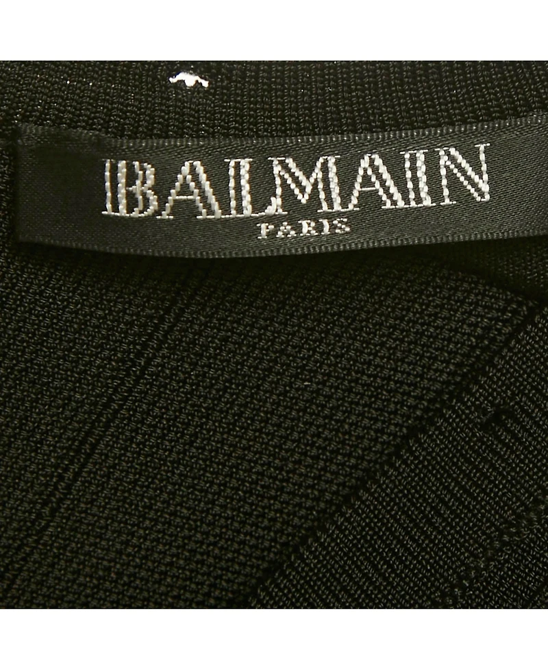 Pre-Owned Balmain Women's Black Knit Lace-Up Long Sleeve Mini Dress