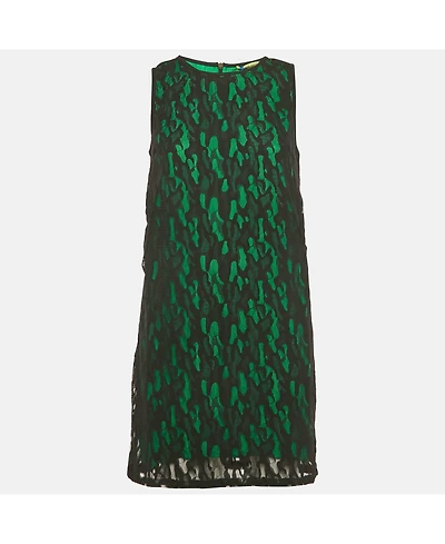 Pre-Owned Versace Women's Jeans Black/green Lace Overlay Sleeveless Mini Dress