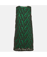 Pre-Owned Versace Women's Jeans Black/green Lace Overlay Sleeveless Mini Dress