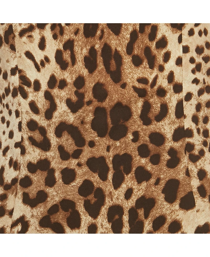 Pre-Owned Dolce & Gabbana Women's Brown Animal Print Lace Detail Top & Skirt Set