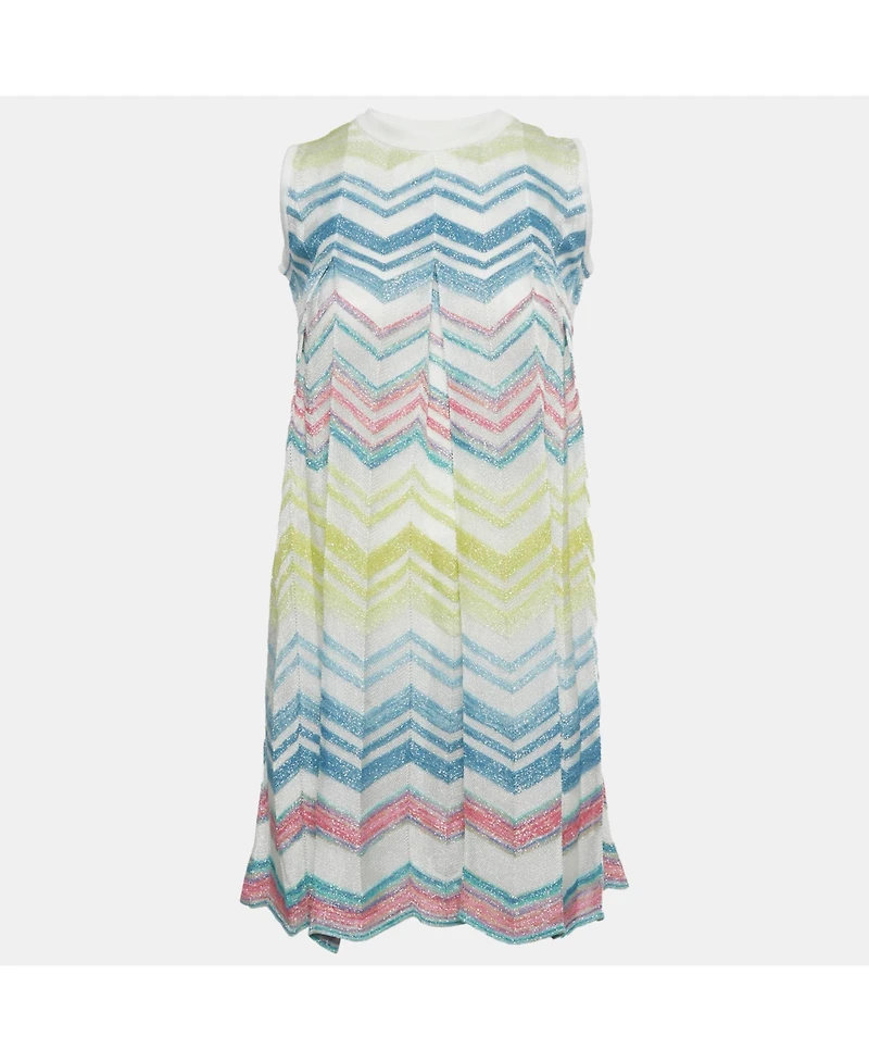 Pre-Owned Missoni Women's Multicolor Zig Zag Lurex Knit Sleeveless Dress