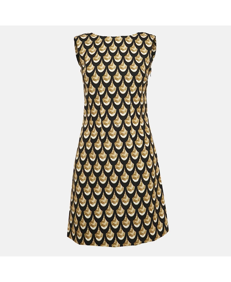 Pre-Owned Versace Women's Jeans Couture Black Printed Cotton Blend Sleeveless Mini Dress