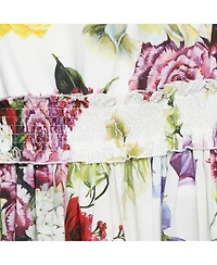 Pre-Owned Dolce & Gabbana Women's White Floral Print Poplin Smocking Effect Dress