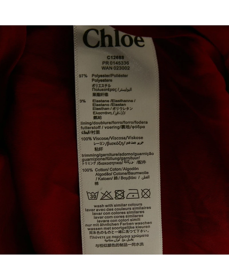 Pre-Owned Chloe Women's Red Crepe Ruffled Lace Overlay