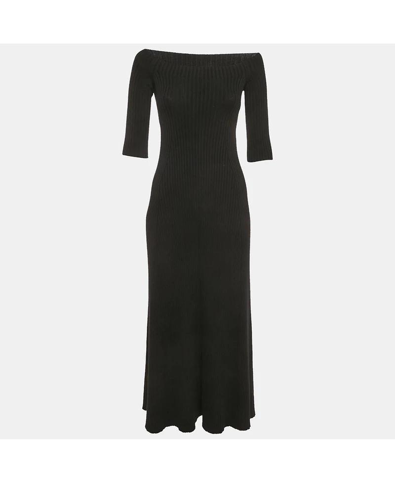 Pre-Owned Chloe Women's Pre-Owned Chloé Black Rib Knit High Neck Flared Midi Dress