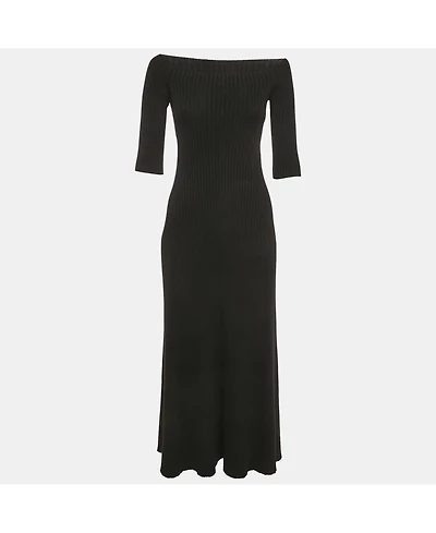 Pre-Owned Chloe Women's Pre-Owned Chloé Black Rib Knit High Neck Flared Midi Dress