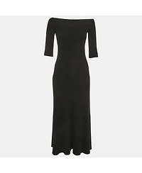 Pre-Owned Chloe Women's Pre-Owned Chloé Black Rib Knit High Neck Flared Midi Dress