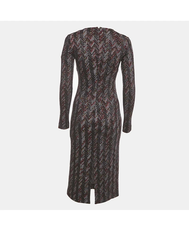 Pre-Owned Missoni Women's Black Zig Zag Knit V-Neck Sheath Dress