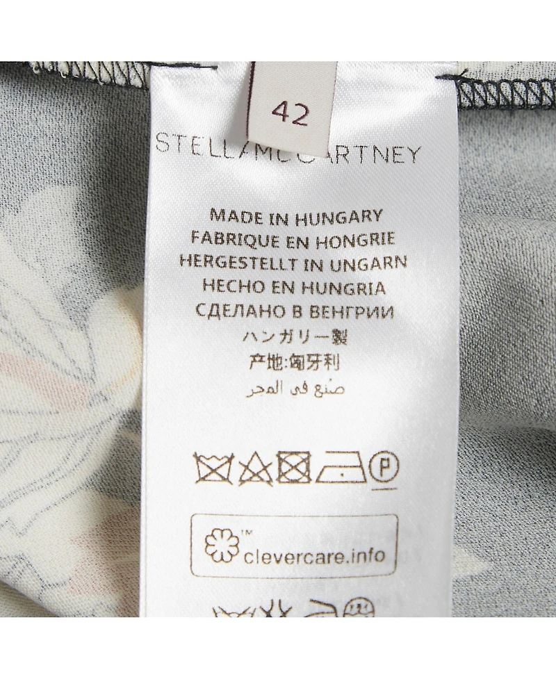 Pre-Owned Stella Mccartney Women's Navy Blue Printed Crepe Asymmetric Mini Dress