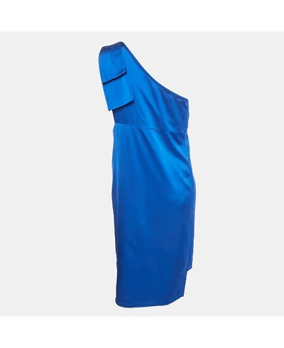 Pre-Owned Stella Mccartney Women's Blue Satin One Shoulder Mini Dress