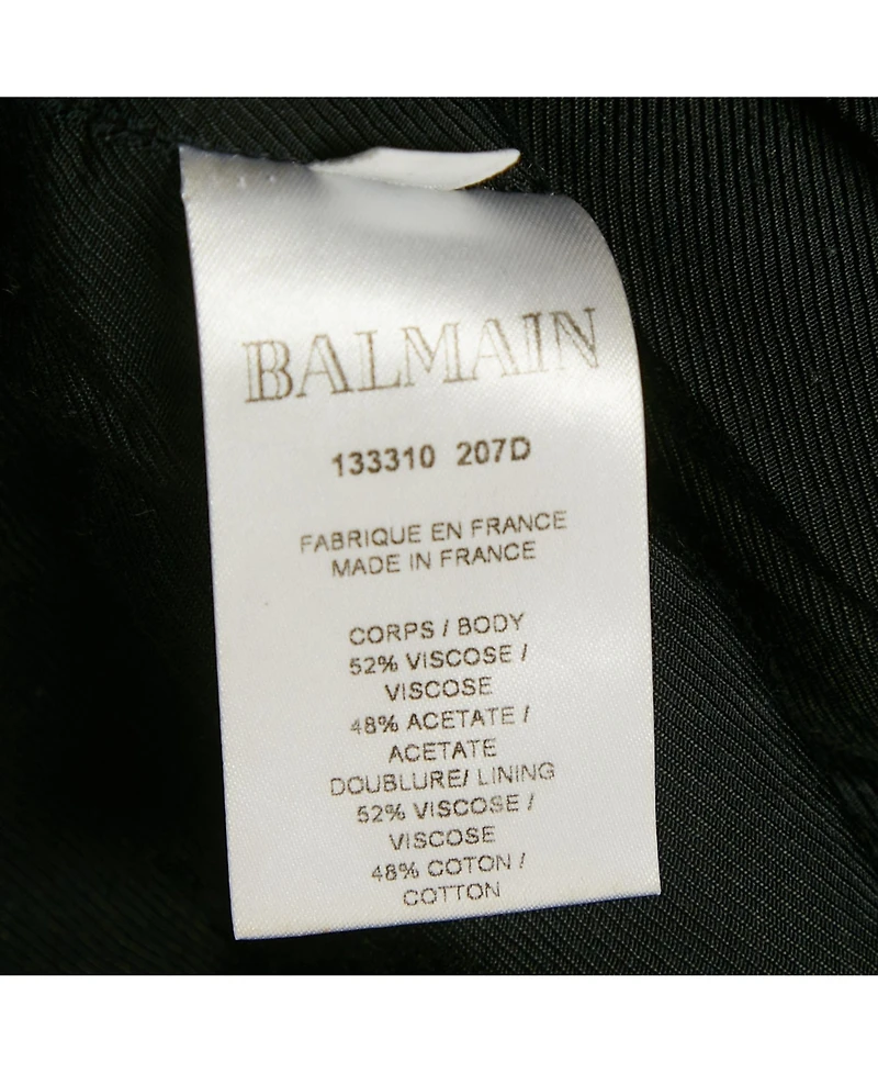 Pre-Owned Balmain Women's Black Crepe Button Detail One Shoulder Mini Dress