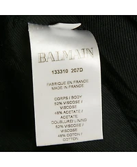 Pre-Owned Balmain Women's Black Crepe Button Detail One Shoulder Mini Dress