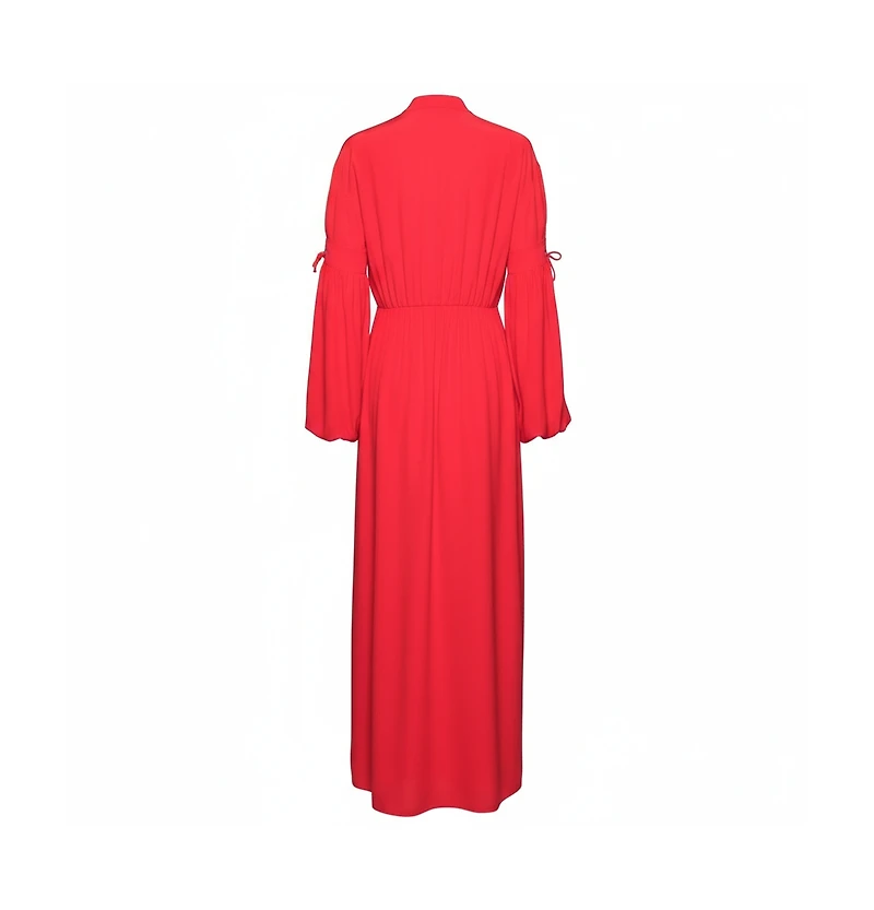 Pre-Owned Burberry Women's Red Silk Button Down Maxi Dress