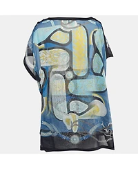 Pre-Owned Hermes Women's Blue Printed Sheer Cotton Kaftan Mini Dress One