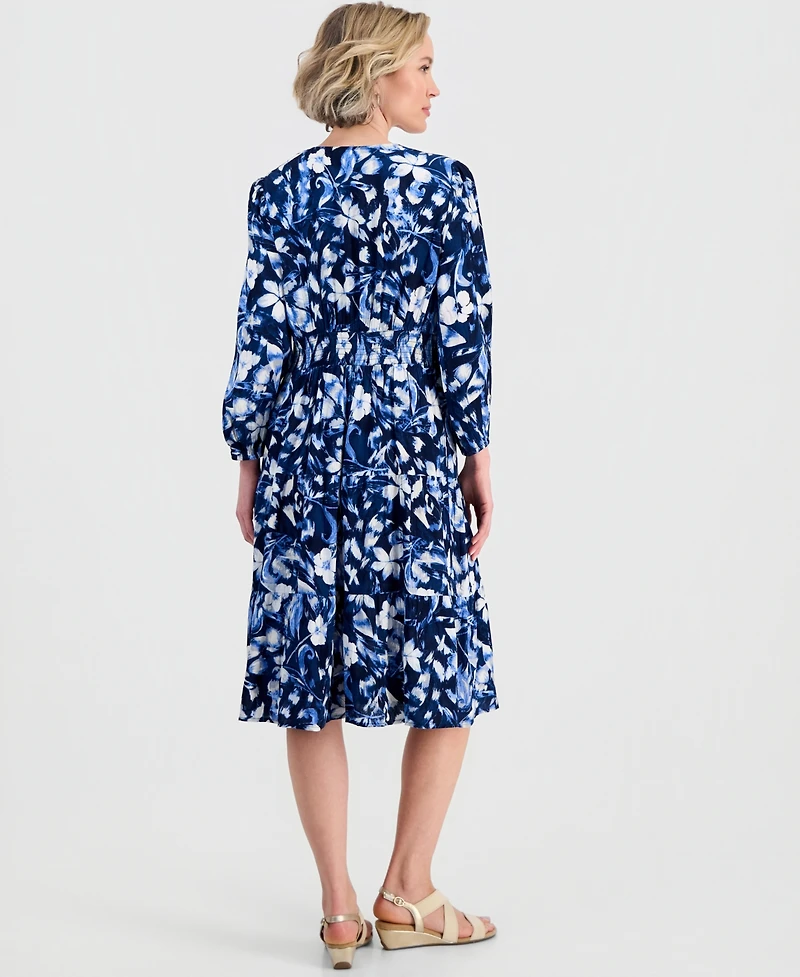 Style & Co Women's Printed Long-Sleeve Dress, Macy's Exclusive