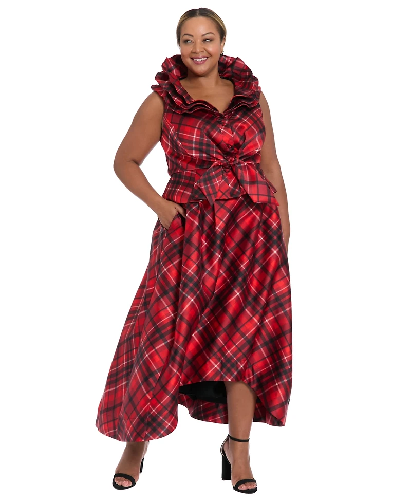 Muse Plus High Low Plaid Ballgown Skirt