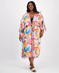 La Blanca Plus Front-Tie Cover-Up Kimono