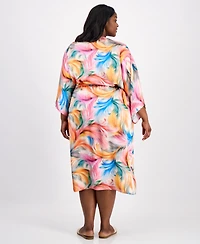 La Blanca Plus Front-Tie Cover-Up Kimono