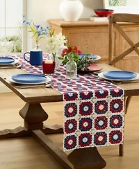 Elrene Red White Blue Crochet Table Linen Collection