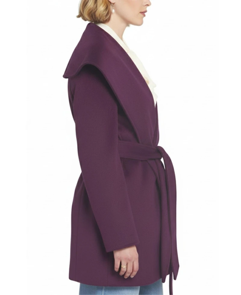 Elle Collection Women's Melton Wrap Coat Belted/Wrap