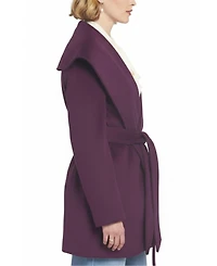 Elle Collection Women's Melton Wrap Coat Belted/Wrap