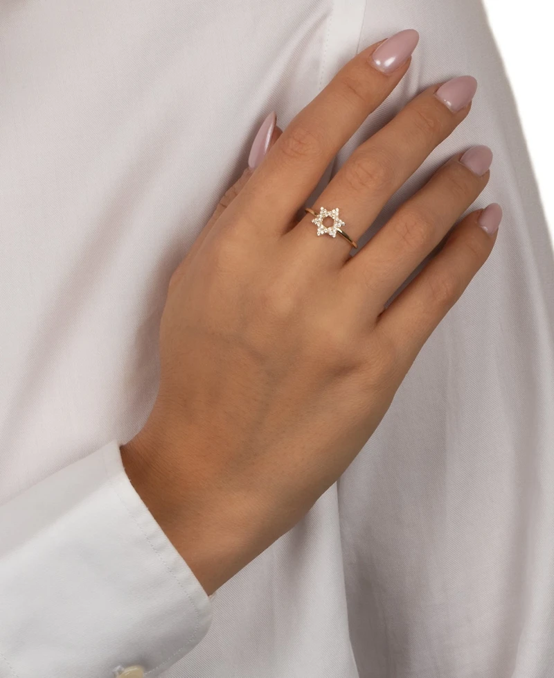 by Adina Eden Pave Gold Plated Star Of David Ring