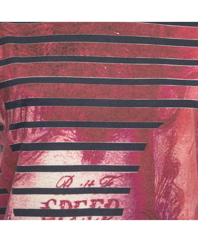 Pre-Owned Versace Women's Jeans Couture Pink All-Over Print Stretch Cotton Short Sleeve T-Shirt